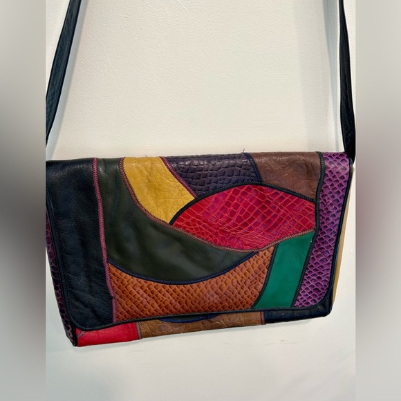 Carlos Falchi Vintage Leather Bag Patchwork EUC - Picture 2 of 11